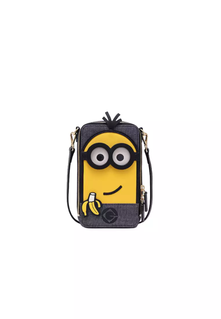 FION Minions Kevin & Banana Denim with Leather Mobile Phone Bag