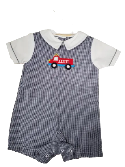 Firetruck Navy Romper