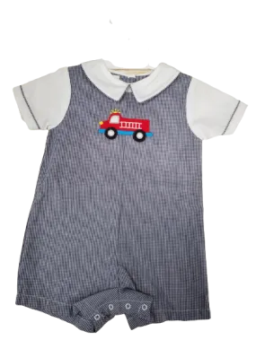 Firetruck Navy Romper