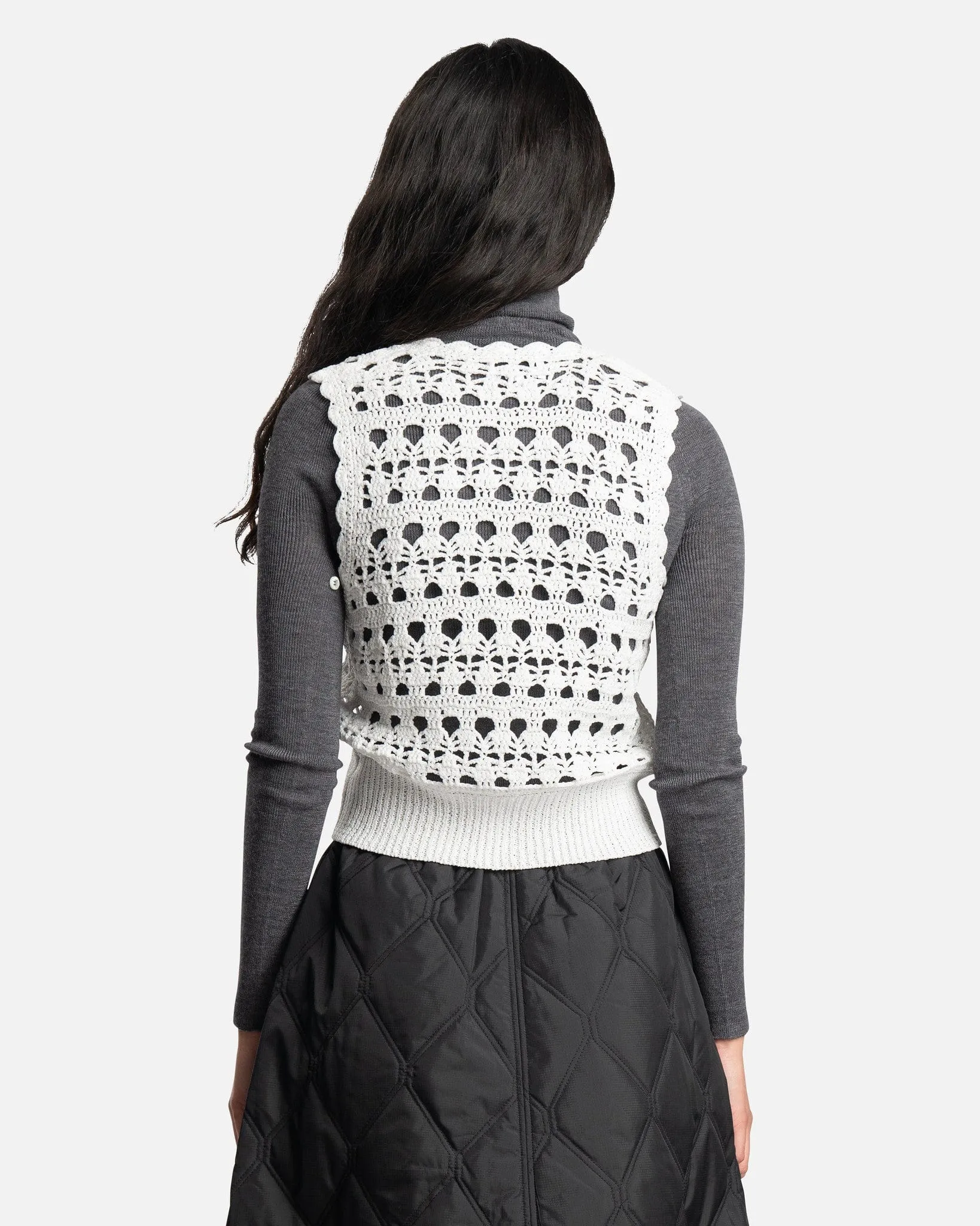 Ganni V-Neck Vest in Egret