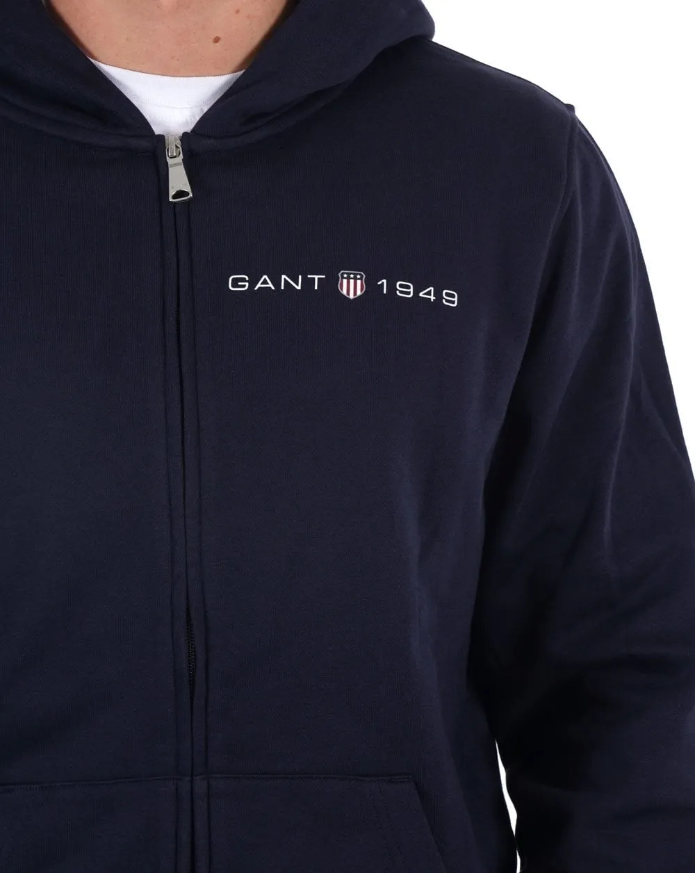 Gant Printed Graphic Full Zip Hoodie Navy Blue