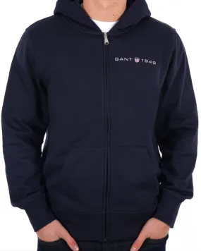 Gant Printed Graphic Full Zip Hoodie Navy Blue