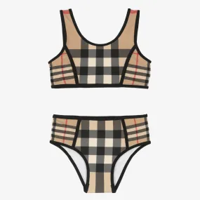 Girls Archive Beige Vintage Check Bikini