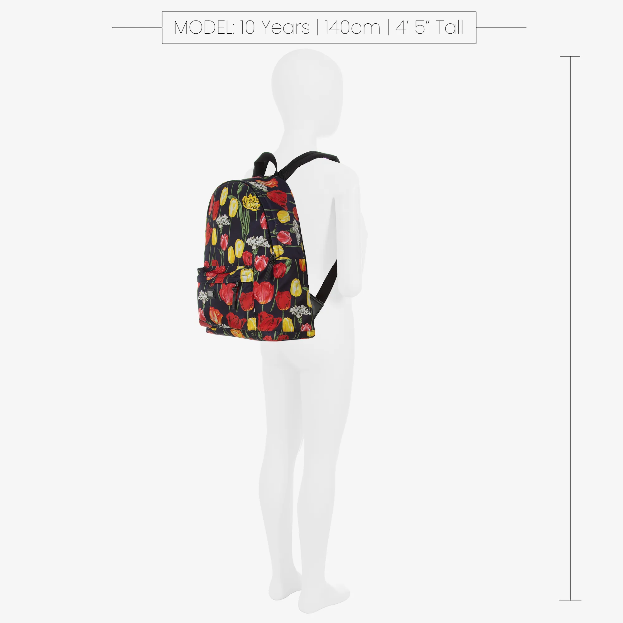 Girls Navy Blue Tulip Print Backpack (40cm)