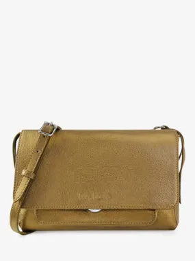 Gold Metallic Leather Cross-body Bag for Women - Diane S Bronze | PAUL MARIUS