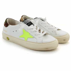 Golden Goose Sstar Camouflage And Fluo Yellow Teen Sneakers