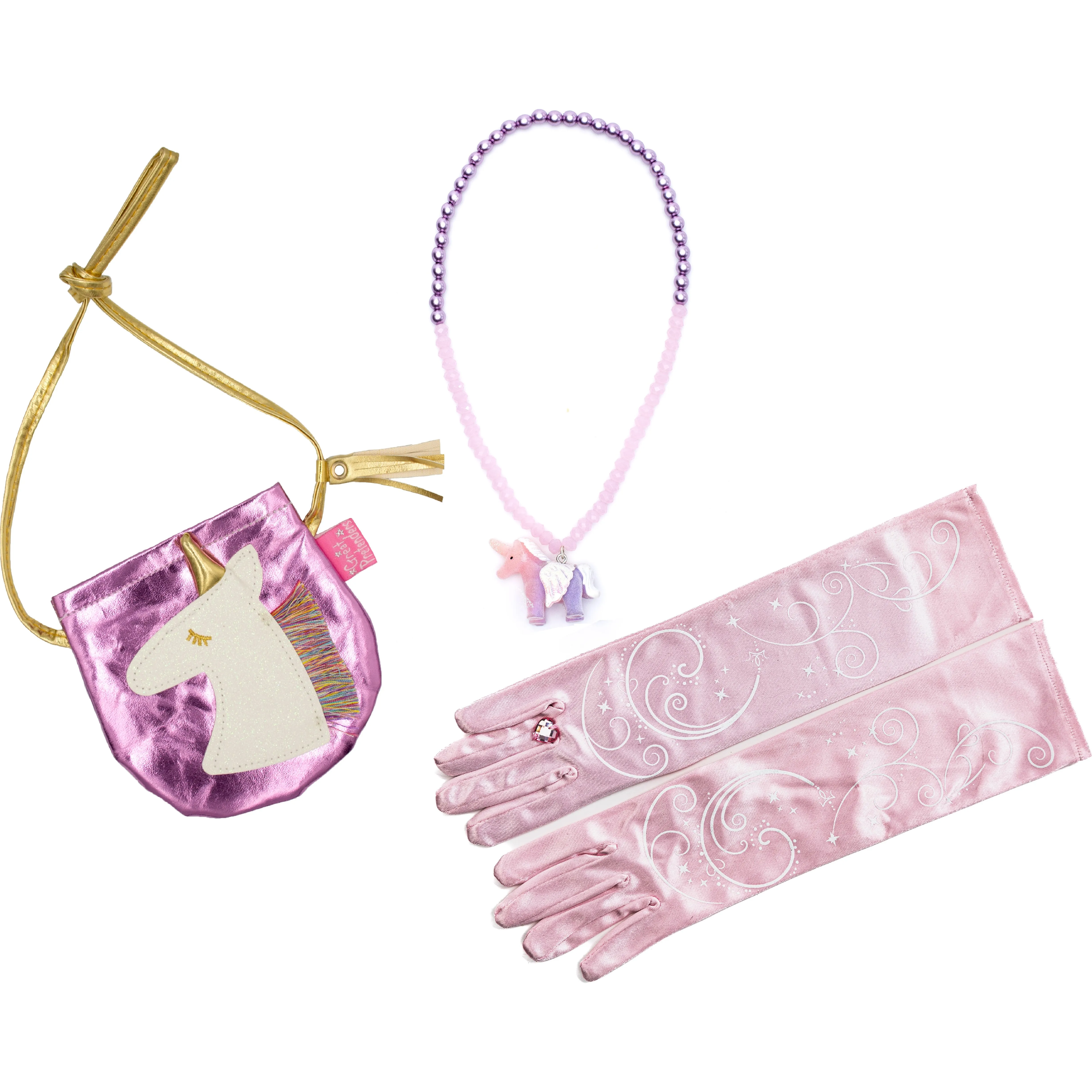 Great Pretenders Unicorn Purse, Necklace & Princess Gloves Bundle