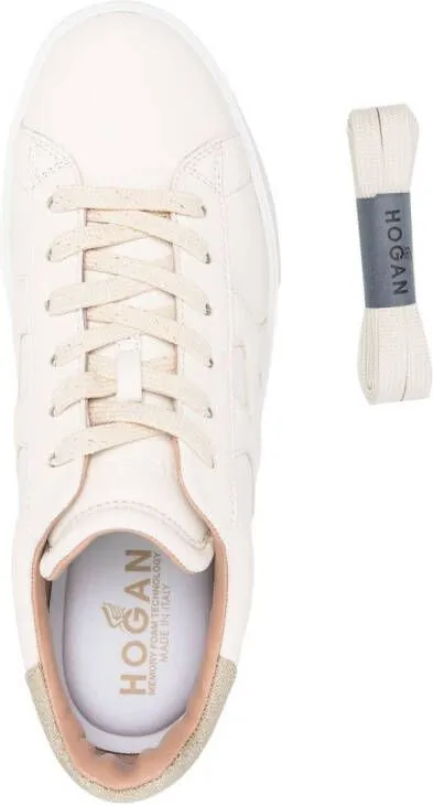 Hogan glitter-detail leather sneakers Neutrals