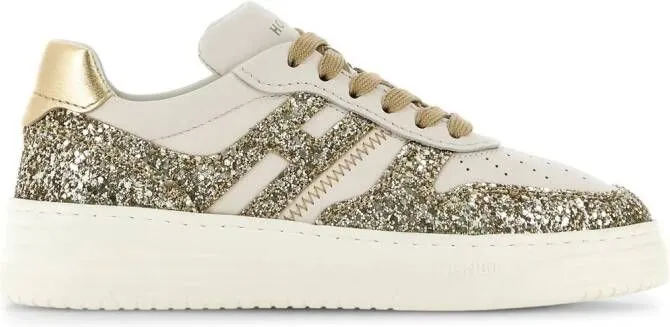 Hogan H630 sequin-embellished sneakers Gold