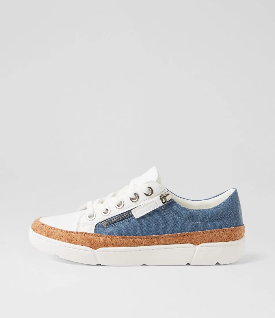 I LOVE BILLY Tollish White Dark Blue Fabric Sneakers