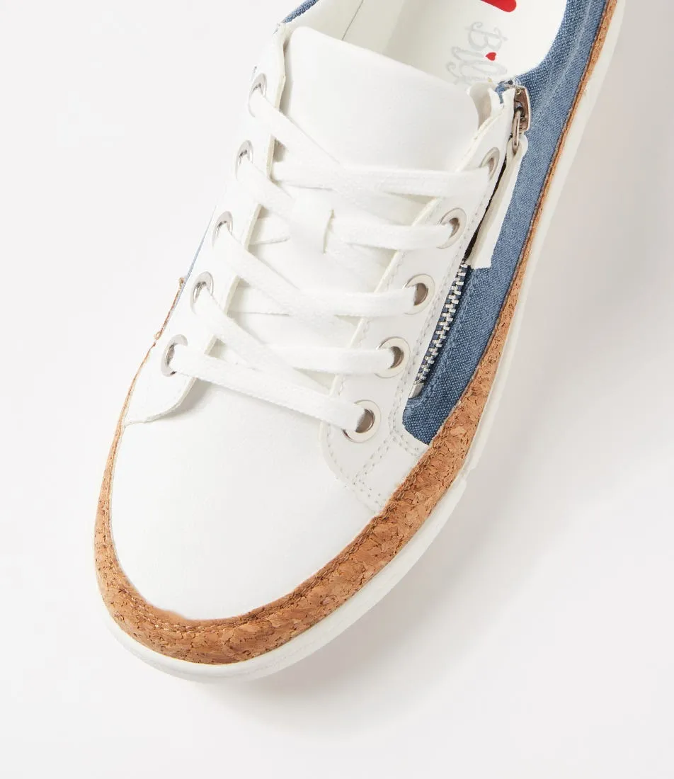 I LOVE BILLY Tollish White Dark Blue Fabric Sneakers