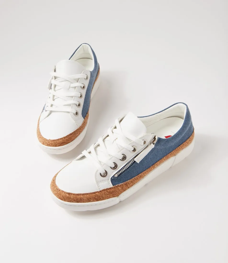 I LOVE BILLY Tollish White Dark Blue Fabric Sneakers