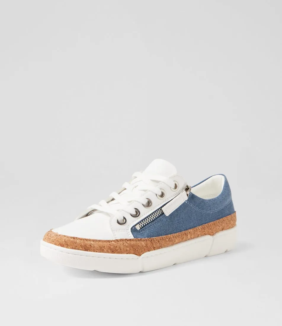 I LOVE BILLY Tollish White Dark Blue Fabric Sneakers