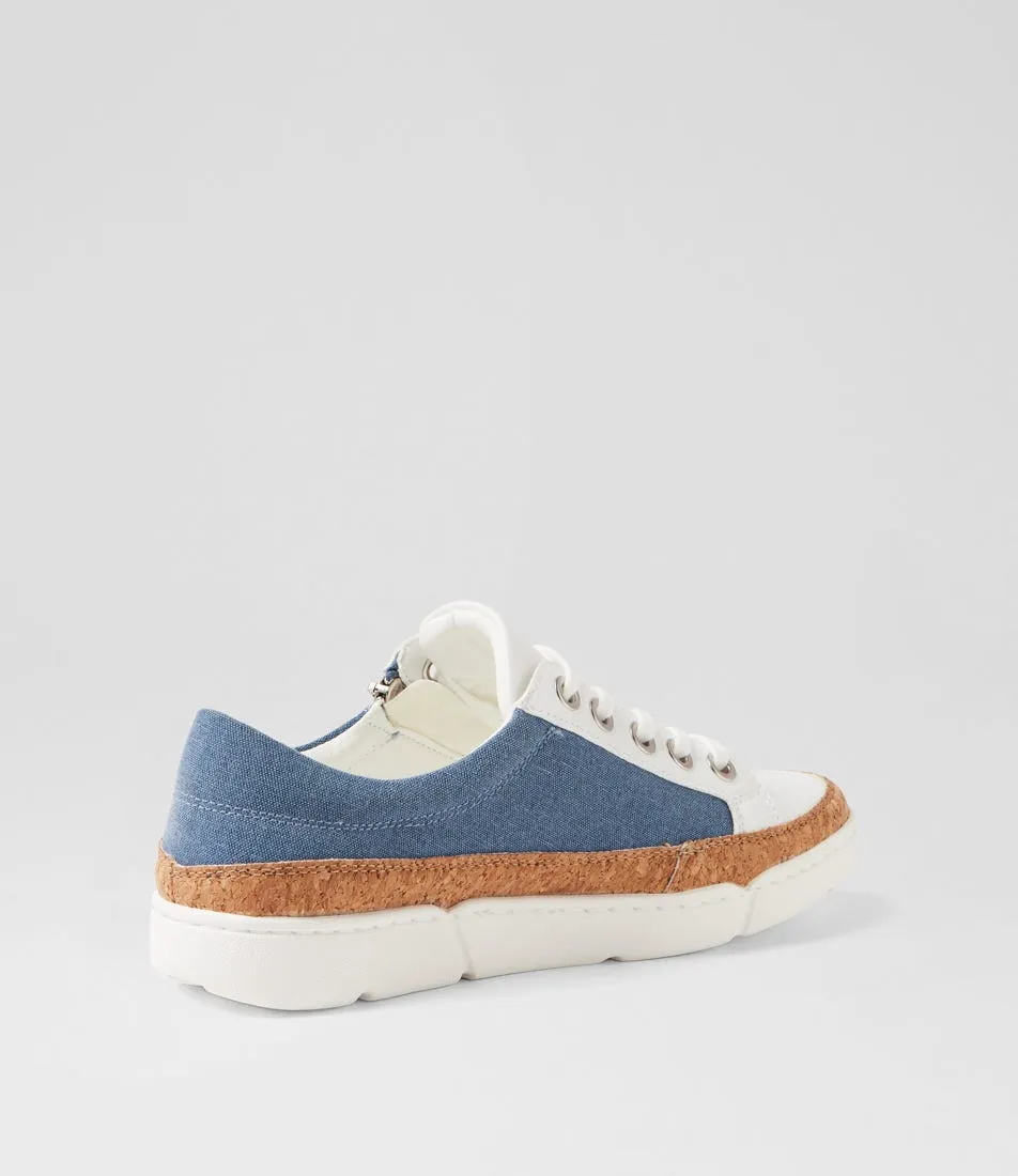 I LOVE BILLY Tollish White Dark Blue Fabric Sneakers