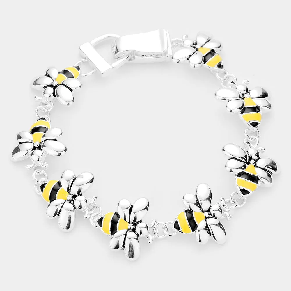 iLLASPARKZ Enamel Honey Bee Link Magnetic Bracelet