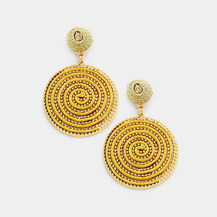 iLLASPARKZ Swirl Thread Wrapped Disc Dangle Earrings