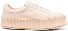 Jil Sander leather flatform sneakers Brown