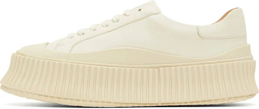 Jil Sander White Leather Platform Sneakers