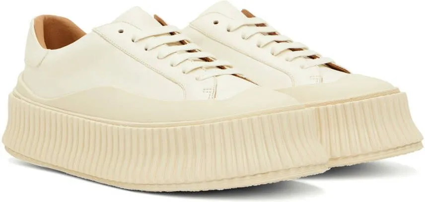 Jil Sander White Leather Platform Sneakers