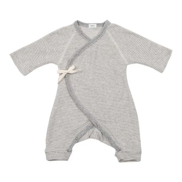 Kids Maki Baby Terry Hadagi Romper - Grey Stripes