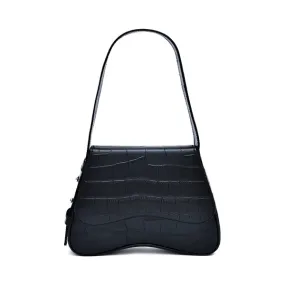 Kyra Michelle Black Croc Effect shoulder bag