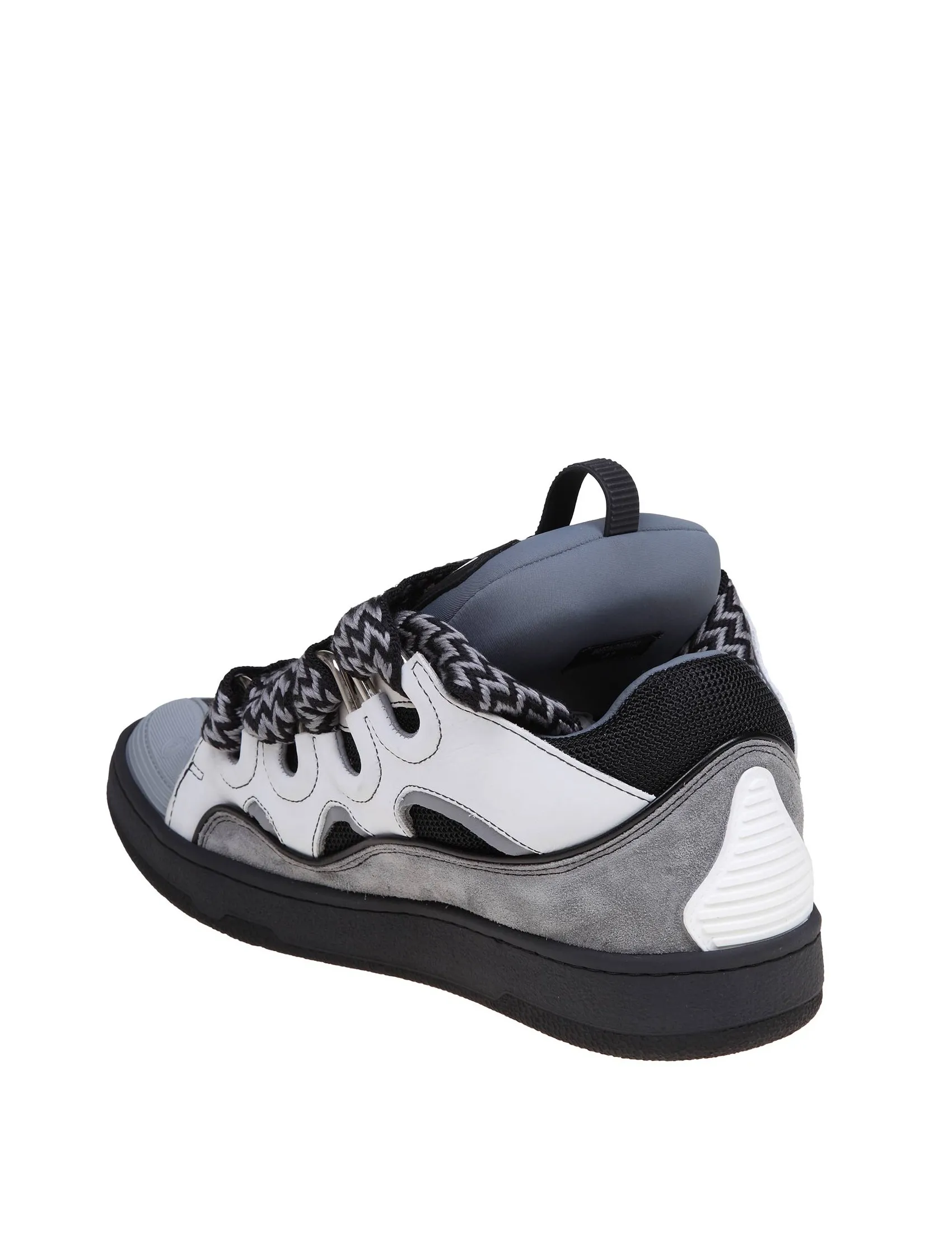 LANVIN CURB SNEAKERS IN LEATHER AND SUEDE WITH MULTICOLORED LACES