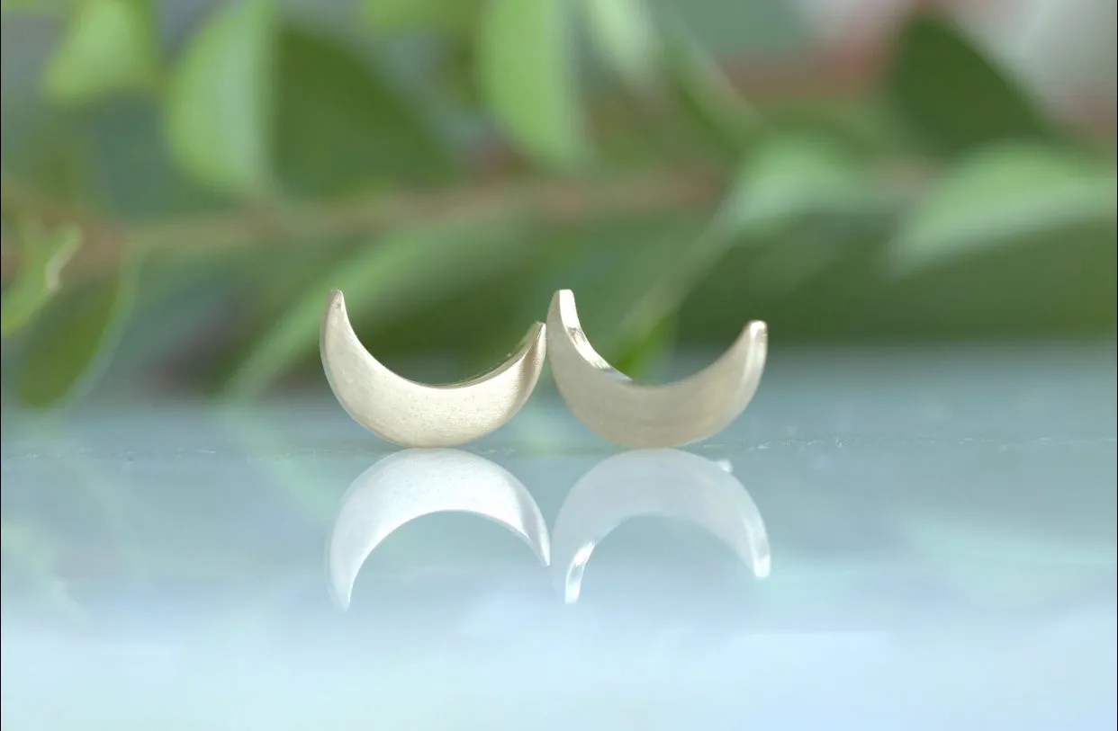 Large Crescent Moon Stud Earrings