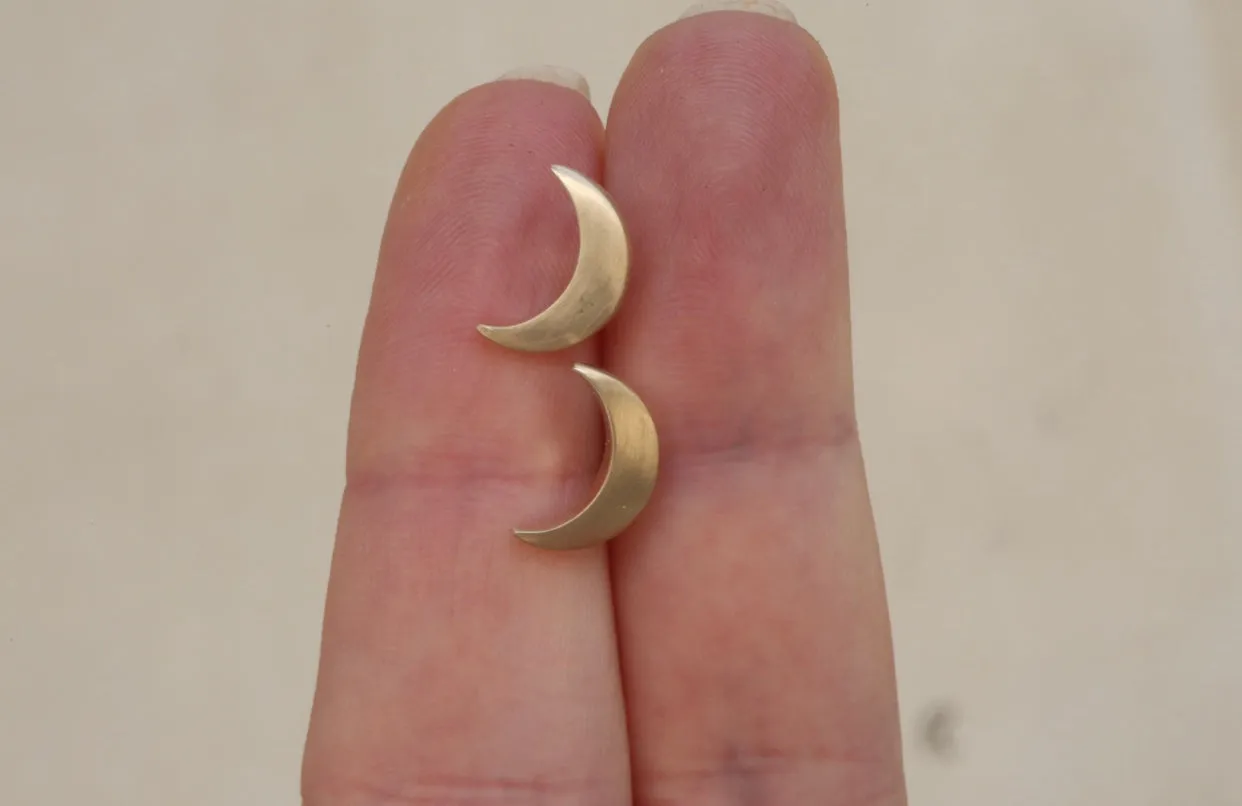 Large Crescent Moon Stud Earrings