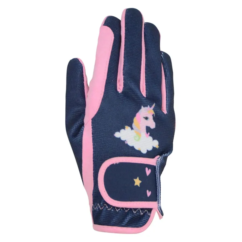 Little Rider Unicorn Child's Riding Gloves in Pink/Navy - WEB EXCLUSIVE