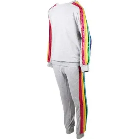 Lola + The Boys Sequin Rainbow Tracksuit Set, Grey