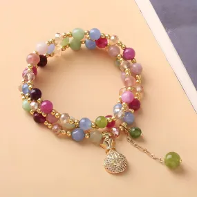 Luxyin Verna Rainbow Tourmaline Crystal Bead Bracelet