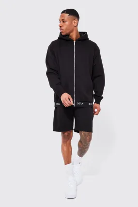 Man Gold Tape Zip Thru Hooded Tracksuit