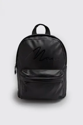 MAN Script Emboss PU Backpack | boohooMAN UK