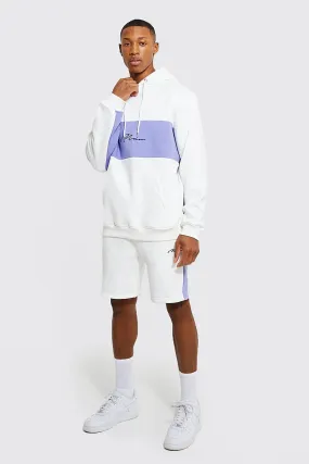 Man Signature Colour Block Short Tracksuit | boohooMAN UK