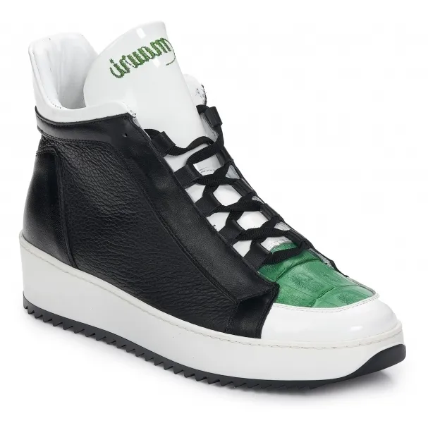 Mauri 6139 Patent & Croc Sneakers White / Green / Black (SPECIAL ORDER)