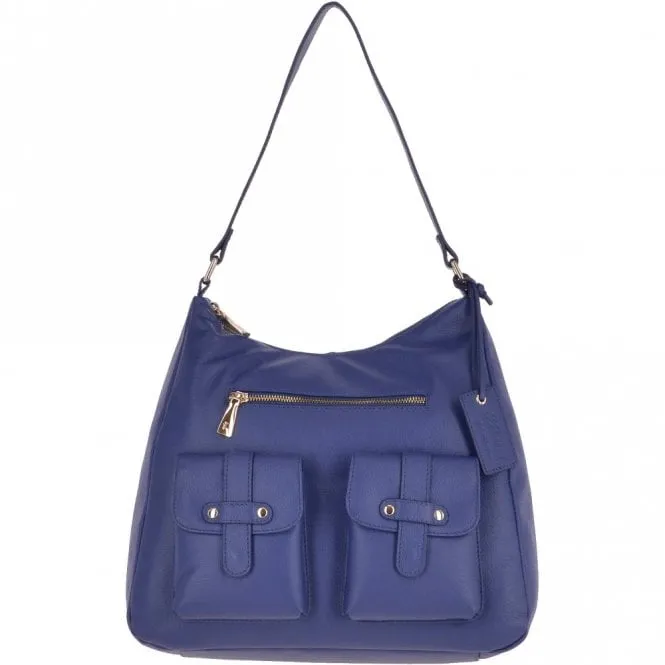 Medium Leather Shoulder Bag Twilight Blue - 60660