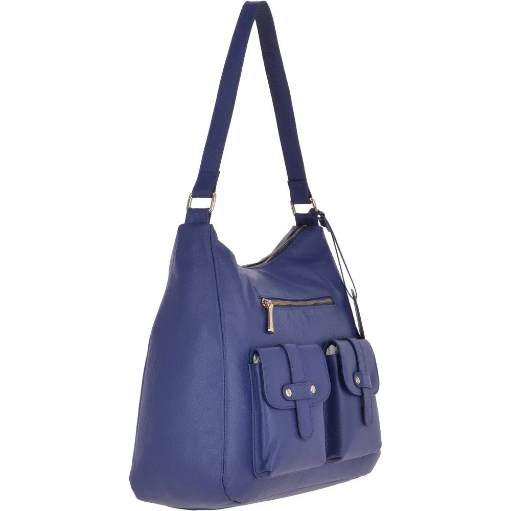 Medium Leather Shoulder Bag Twilight Blue - 60660