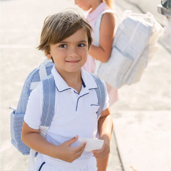 Minnow Navy Stripe Everyday Coated Backpack