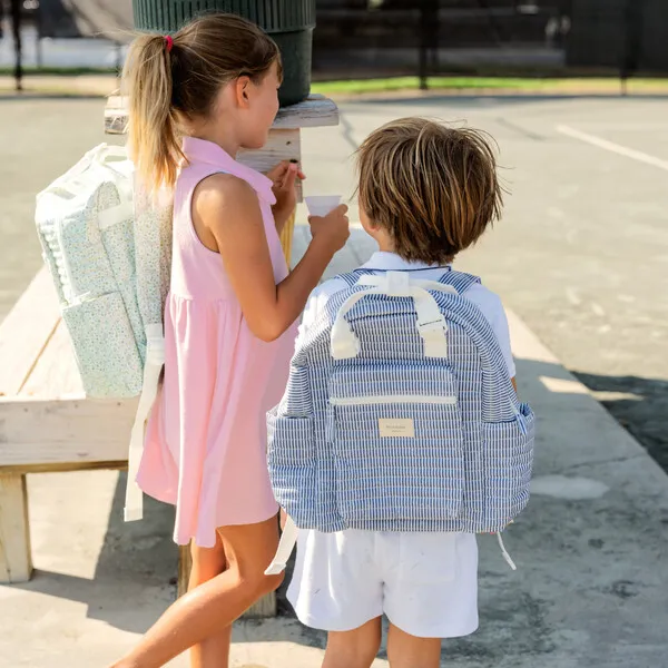 Minnow Navy Stripe Everyday Coated Backpack