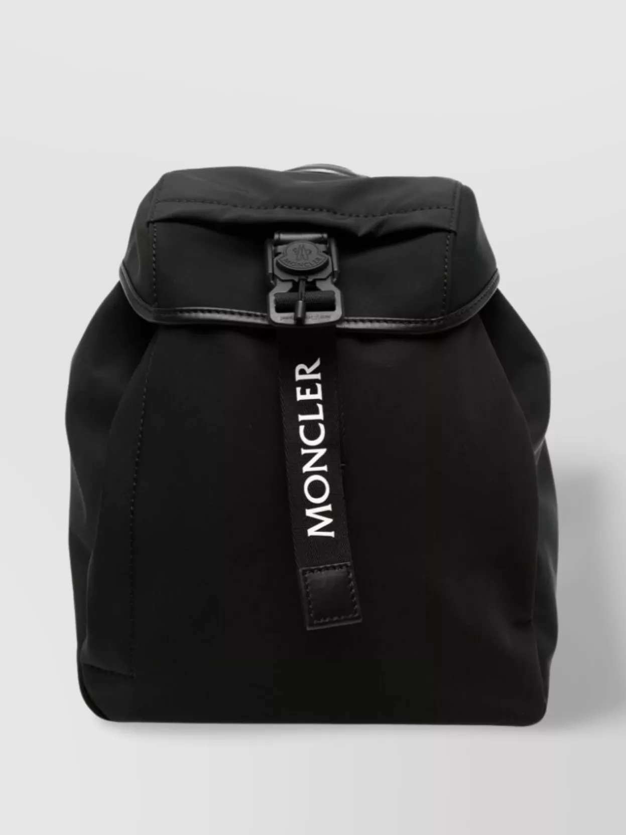 Moncler   Adjustable strap jersey backpack with leather trim