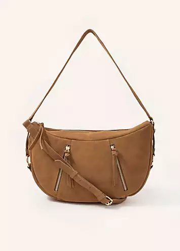 Monsoon Dana Zip Suede Shoulder Bag | Grattan