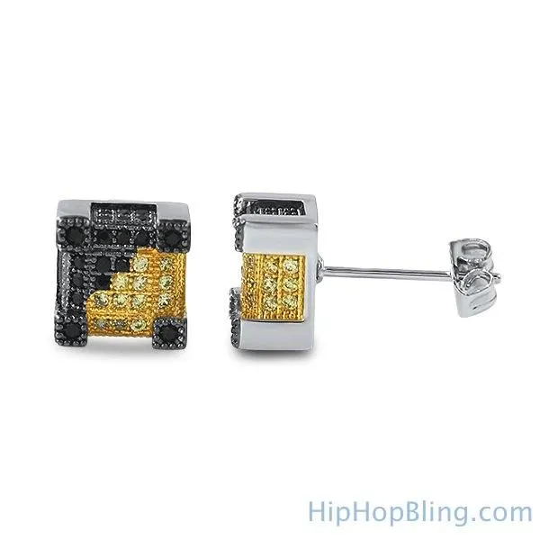 Multicolor Iced Out CZ Micro Pave Earrings