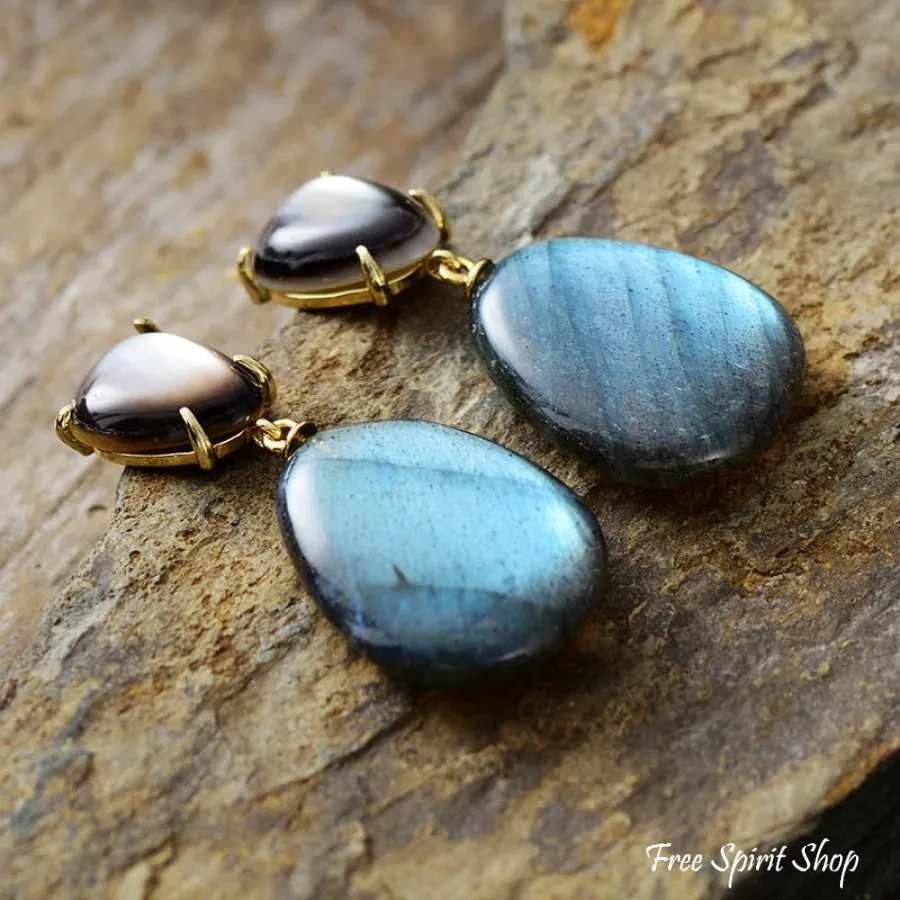 Natural Labradorite Drop Earrings