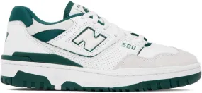 New Balance White & Green 550 Sneakers