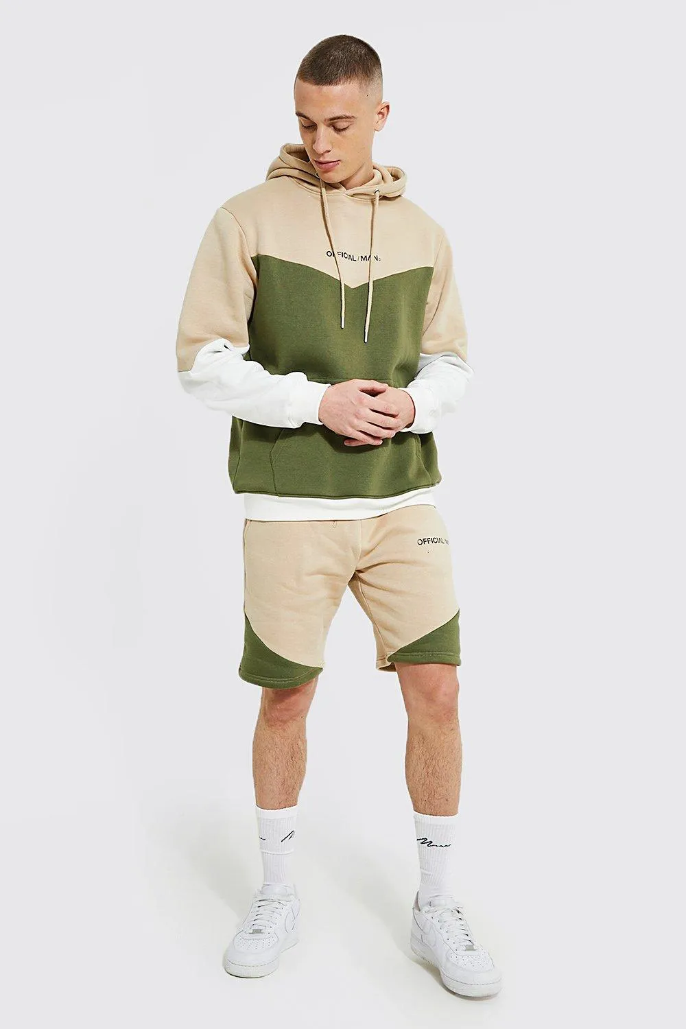 Official Man Colour Block Short Tracksuit | boohooMAN UK