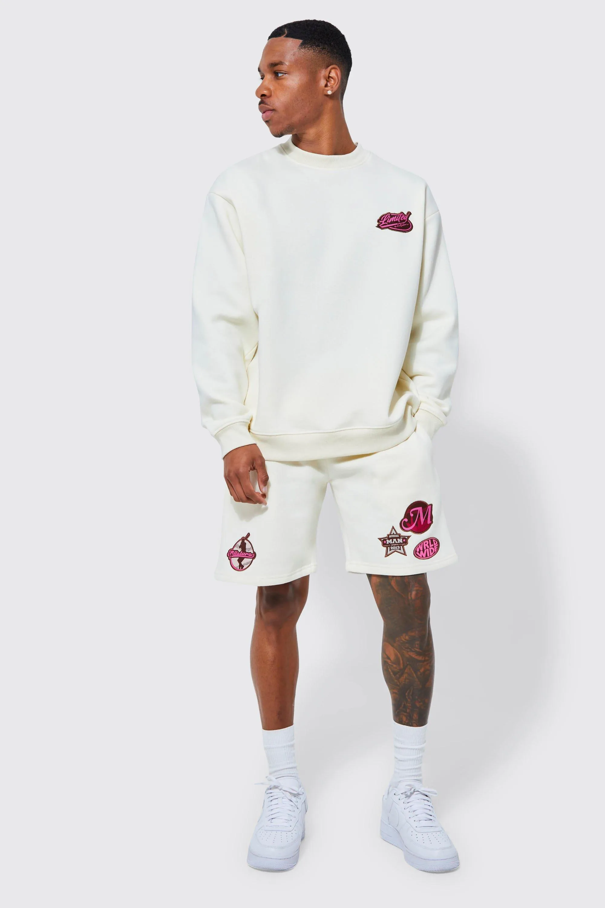 Oversized Limited Sweatshirt Short Tracksuit | boohooMAN UK