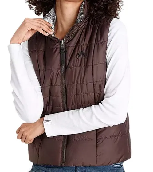 Pack of 2 ALPENBLITZ women s reversible vest, plain-colored and all-over print quilted vest 48569704 brown/black/white