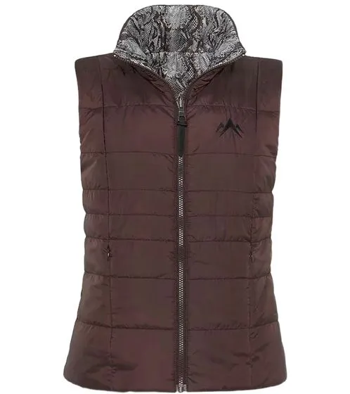 Pack of 2 ALPENBLITZ women s reversible vest, plain-colored and all-over print quilted vest 48569704 brown/black/white