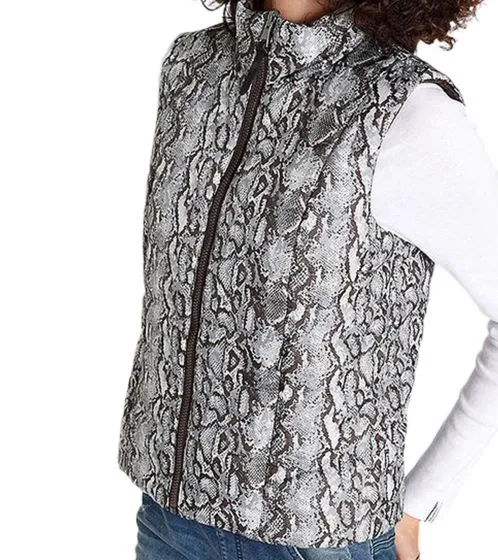 Pack of 2 ALPENBLITZ women s reversible vest, plain-colored and all-over print quilted vest 48569704 brown/black/white