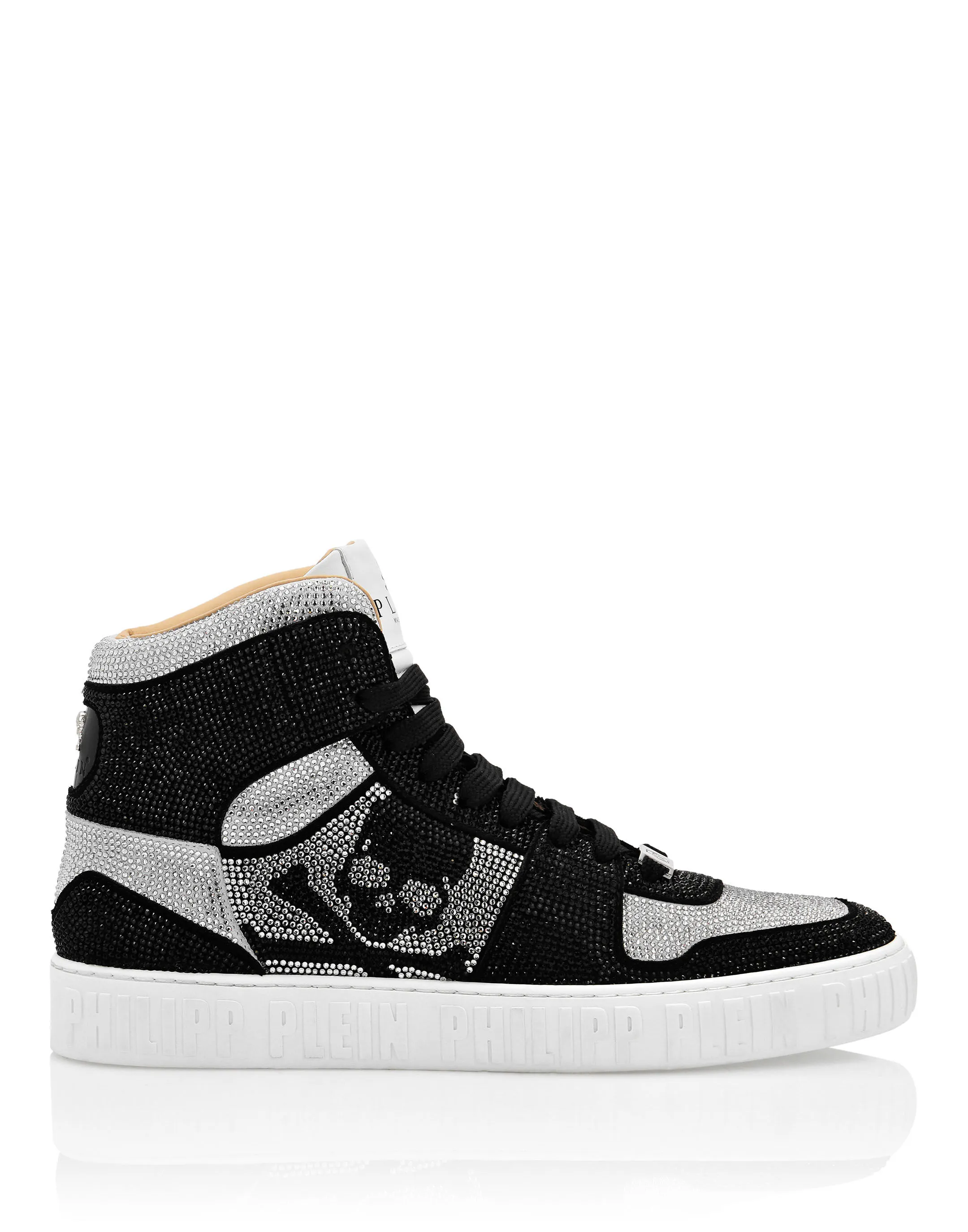 PHILIPP PLEIN HI-TOP SNEAKERS NOTORIOUS CRYSTAL SKULL with Crystals